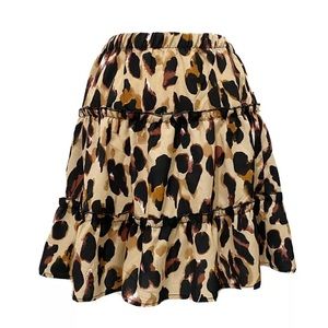 Leopard MiniSkirtFlare ElasticWaist Size L (126)